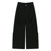 Hearujoy Men's Trousers Solid Color Niche Design Pleated Splice Loose Casual Baggy Pant Trend Male Wide Leg Fold Streetwear 9C3088